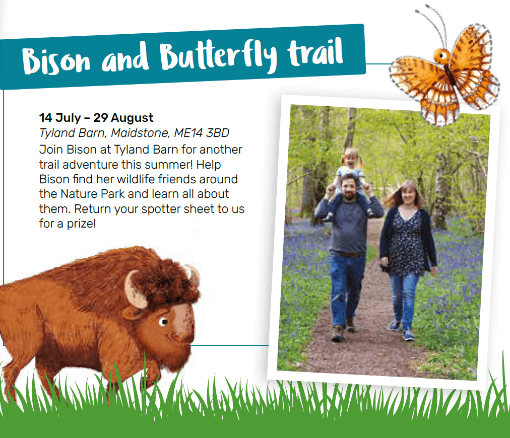 A brochure with a picture of a bison and a butterfly