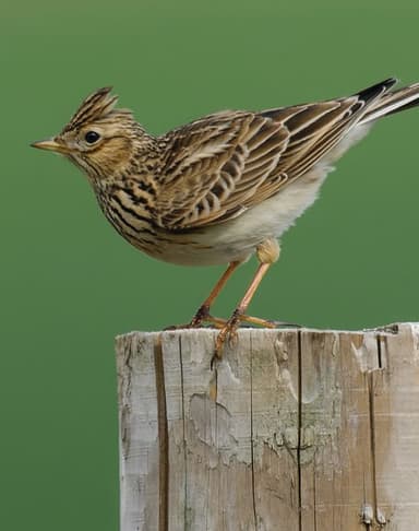 A small bird perched on top of a wooden post