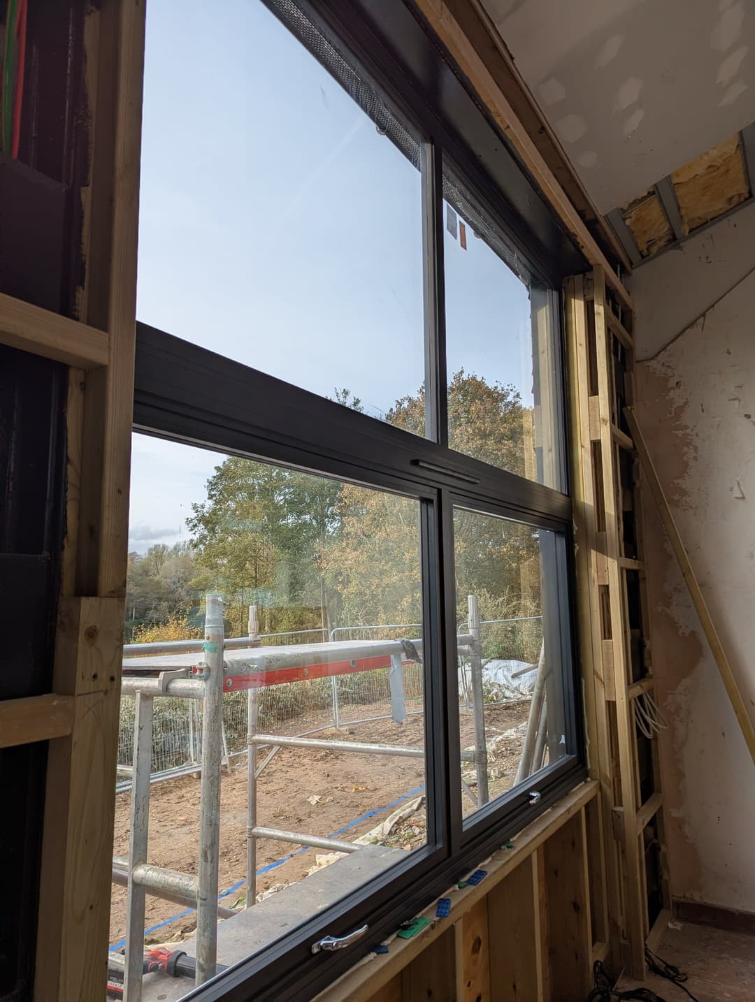 A view of a construction site through a window